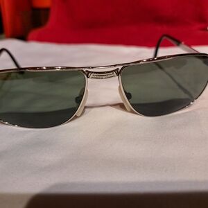 Bulova Silver Frame Sunglasses with Dark Green Lenses